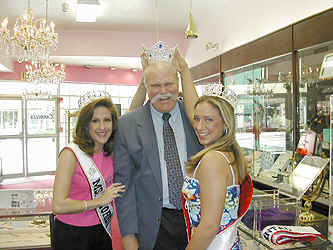 Cammie Sanders, Ms. Florida US Continental 2002, with Rebecca Stone, Miss Florida Teen US Continental 2002, at Carroll's Jewelers on Las Olas in Ft. Lauderdale.  Carroll's and Bob Moorman are very special pageant sponsors!